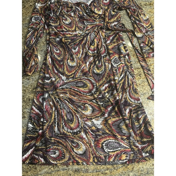 Black Label Evan Picone Feather Paisley Print Faux-Wrap Dress with Tie‎ Size 8 - Picture 7 of 8
